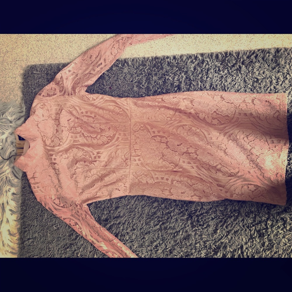 Cute lace pink formal dress